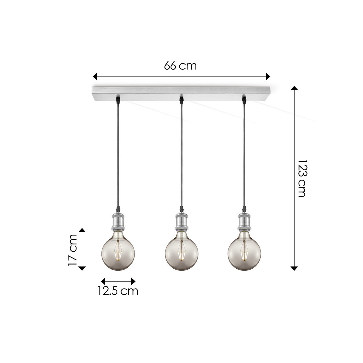 Home Sweet Home hanging lamp chrome vintage LED 3L G95 dimmable E27 smoke