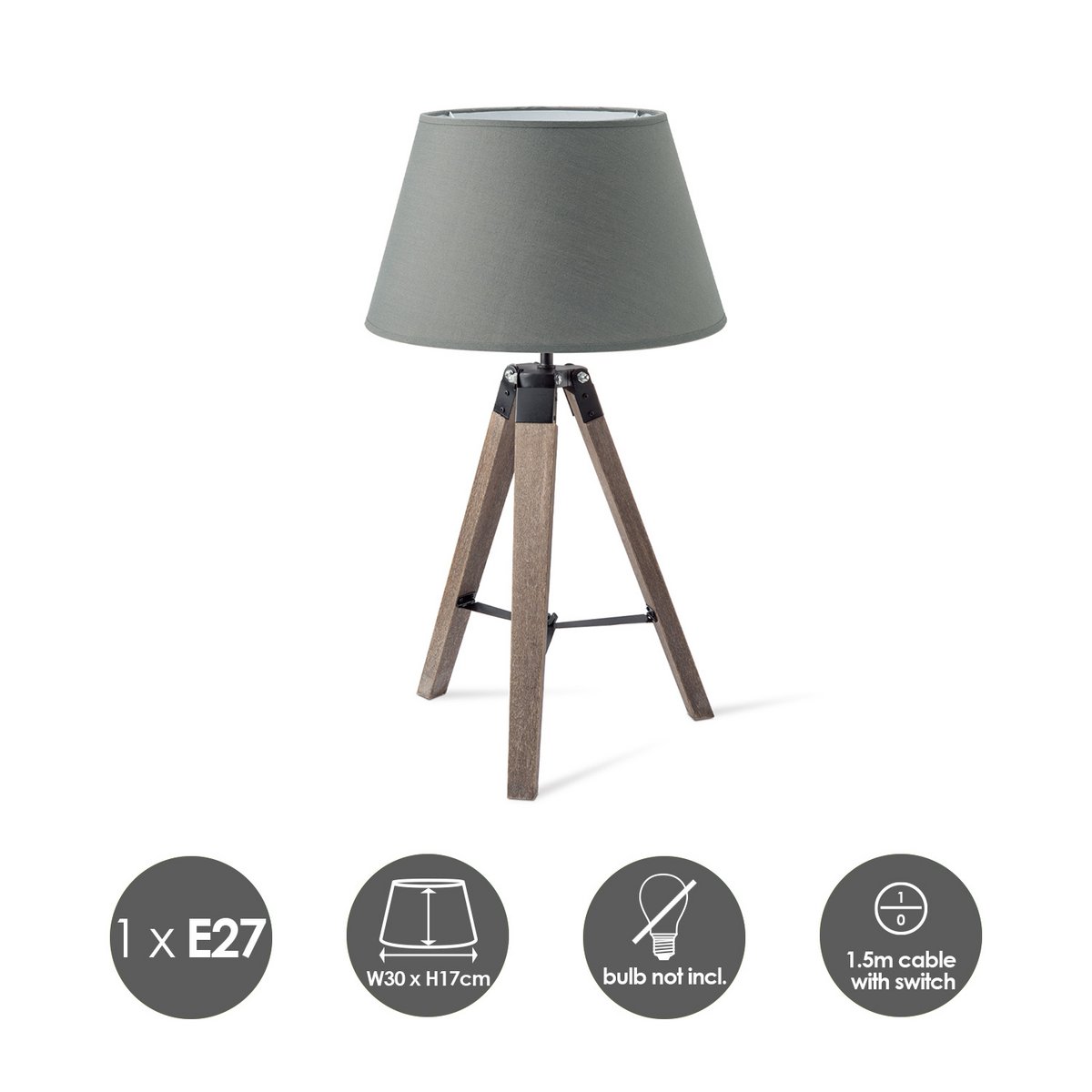 Home Sweet Home Table lamp Largo - Natural Lamp base - anthracite