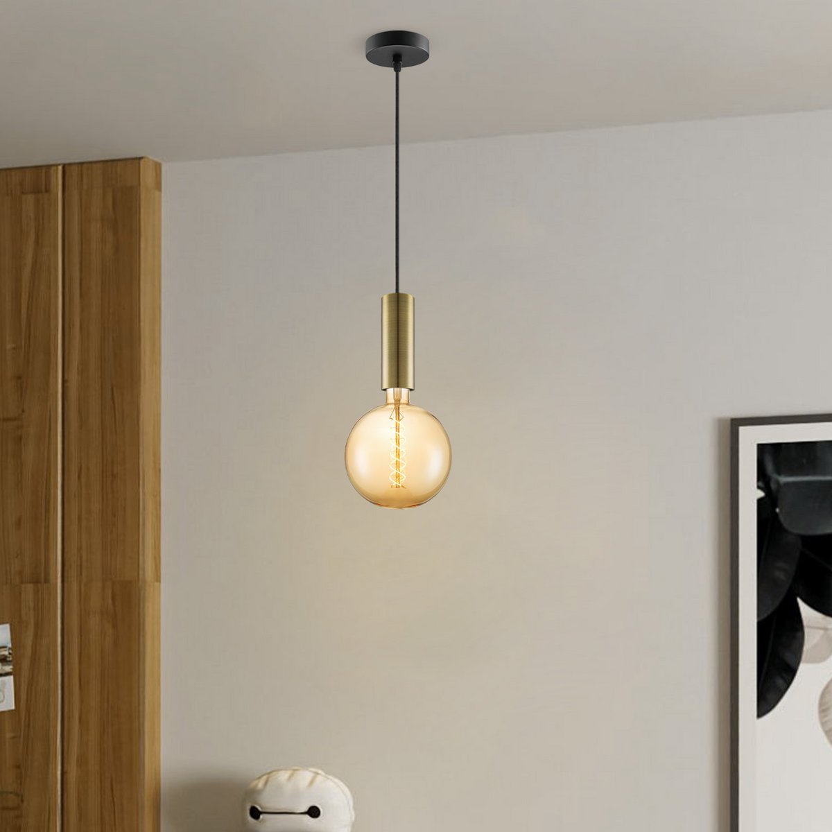 Home Sweet Home hanging lamp bronze Saga - - dimmable E27 amber