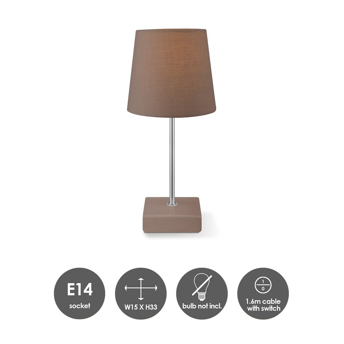 Home Sweet Home Modern table lamp Arica - brown - 15/15/33cm - Fabrics