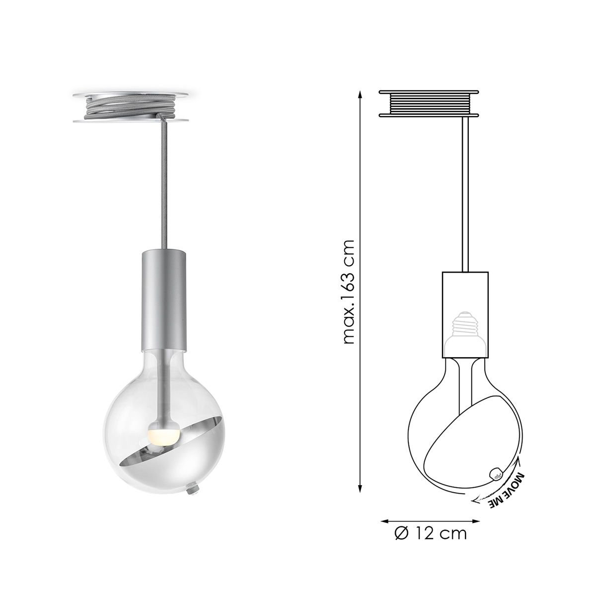 Home Sweet Home Hanging lamp Move Me - Pulley Sphere 5.5W 2700K silver