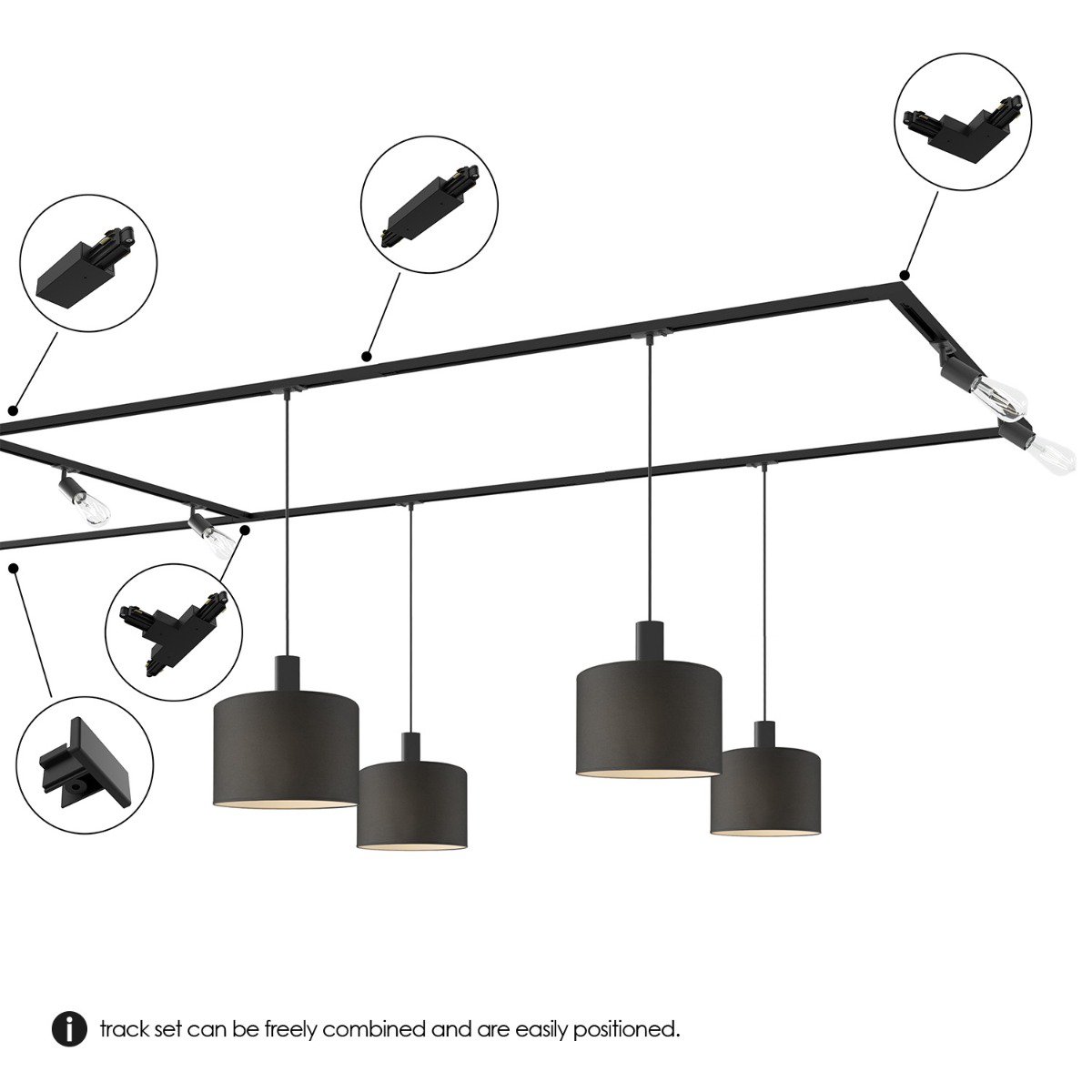 Track lighting part T connector | 17/10.5/1.8cm | Black