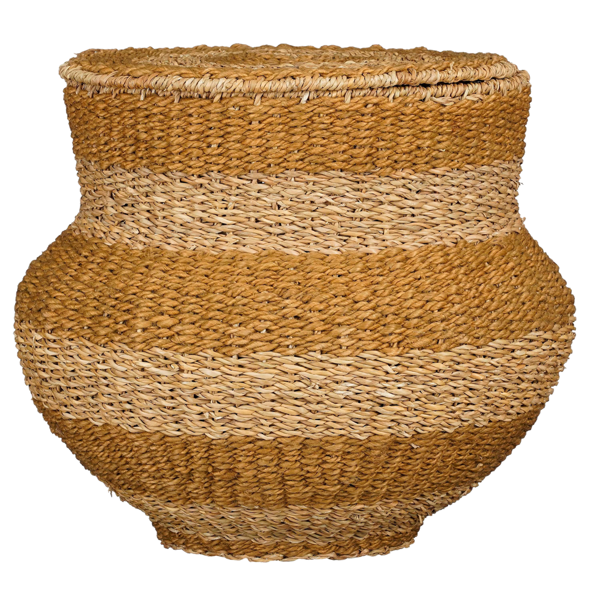 Tacoma Storage Basket with Lid - H48 x Ø55 cm - Jute - Yellow