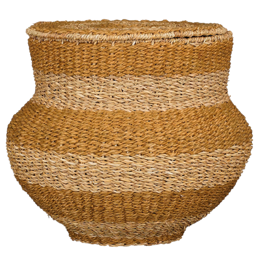 Tacoma Storage Basket with Lid - H48 x Ø55 cm - Jute - Yellow