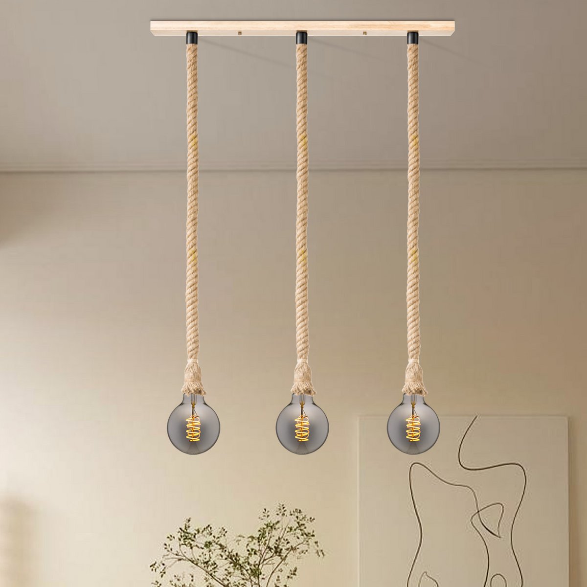 Home Sweet Home hanging lamp Leonardo - 3 LED lamp G125 - dimmable E27 smoke