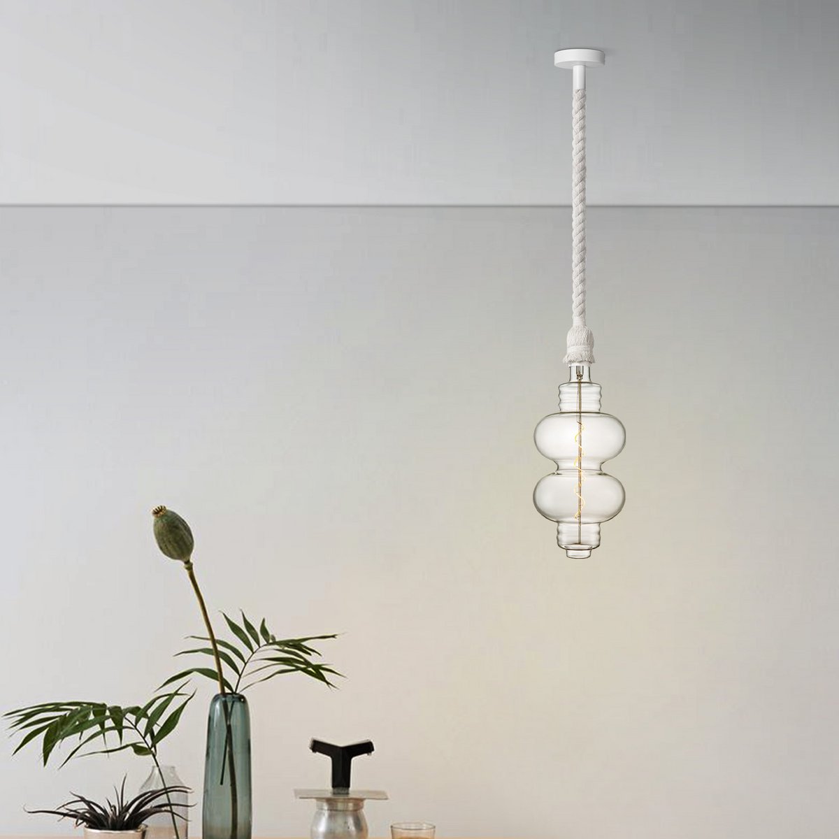 Home Sweet Home hanging lamp white Leonardo Diabolo - dimmable E27 clear