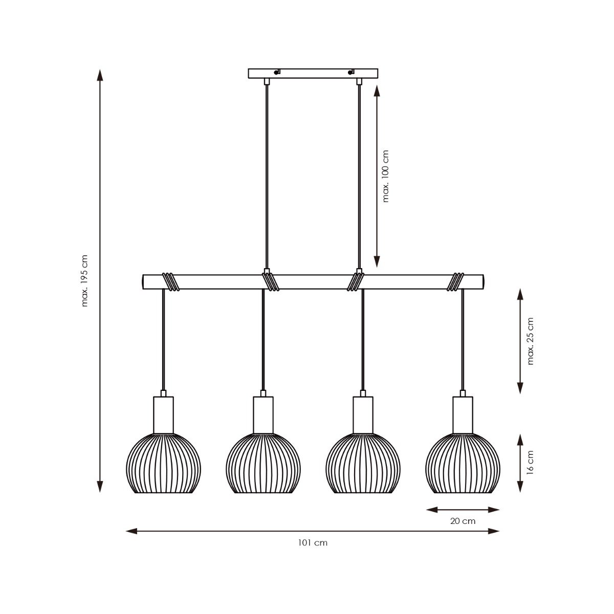 Home Sweet Home Hanglamp Credo - Messing - 101x20x195cm