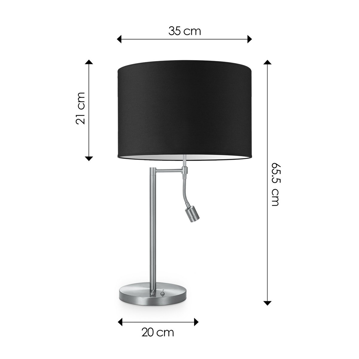 Home Sweet Home Table lamp Read, LED Reading lamp, E27, black 35x35x47cm