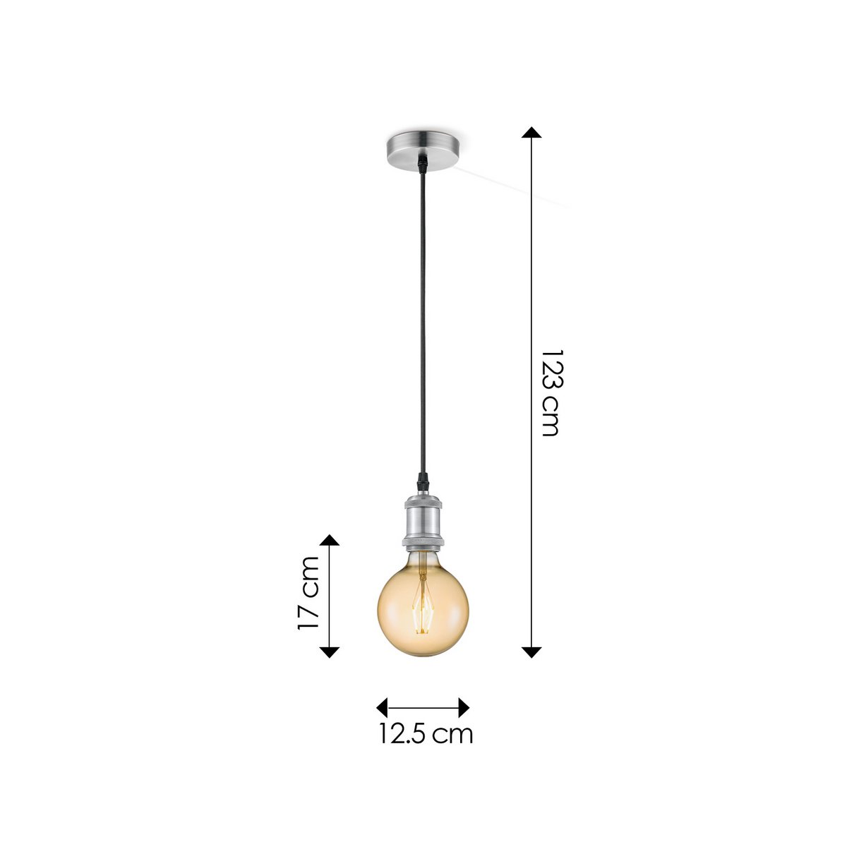 Home Sweet Home hanging lamp chrome vintage - G180 - dimmable E27 amber