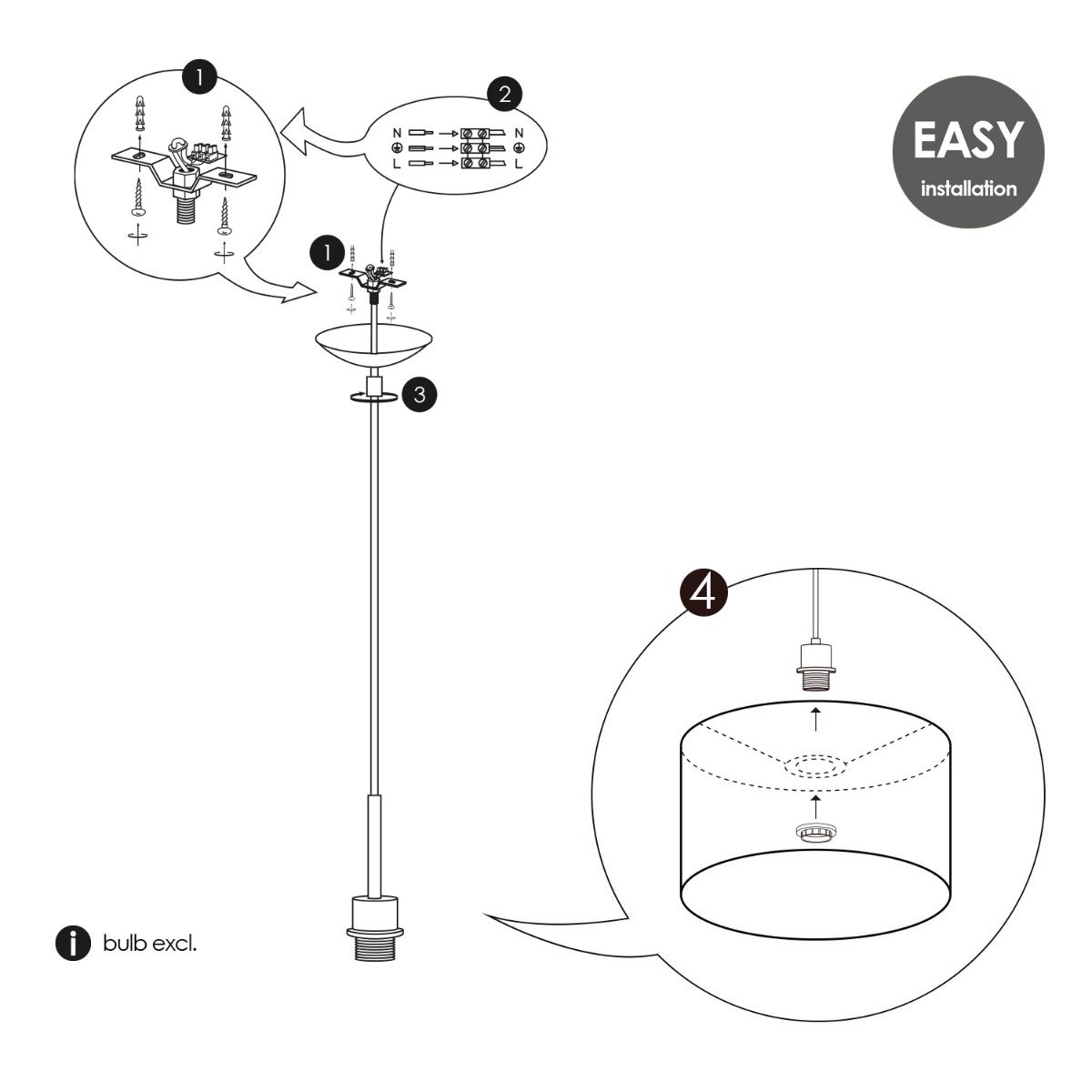 Home Sweet Home hanging lamp Tube Deluxe, E27, anthracite, 25cm