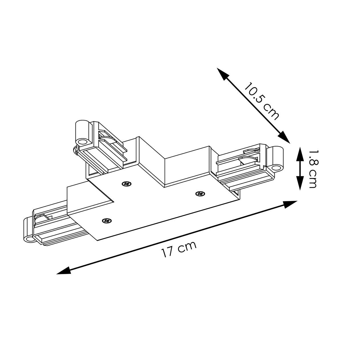 Track lighting part T connector | 17/10.5/1.8cm | Black