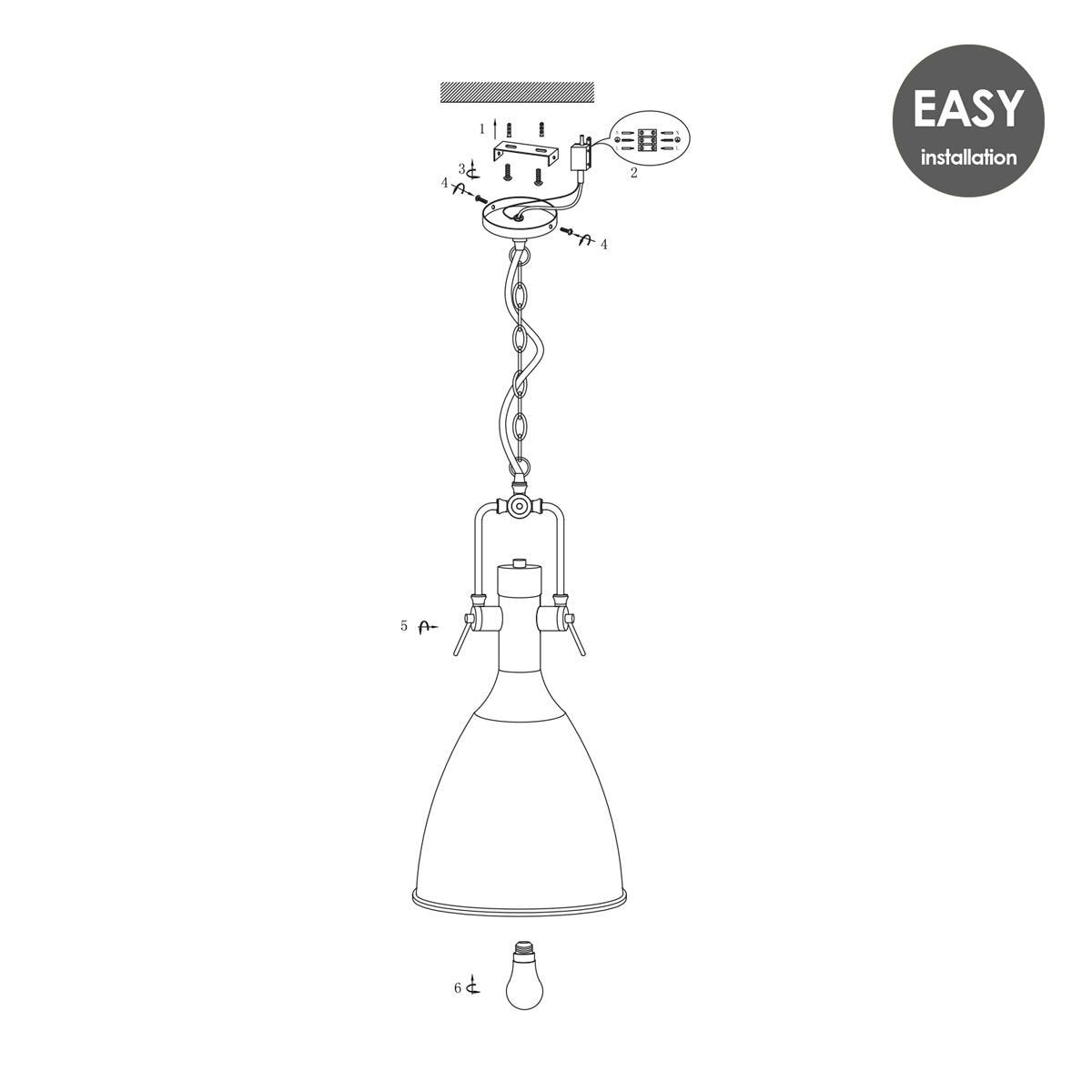 Home Sweet Home Hanging lamp Dive - chrome - 28.5x29x140cm