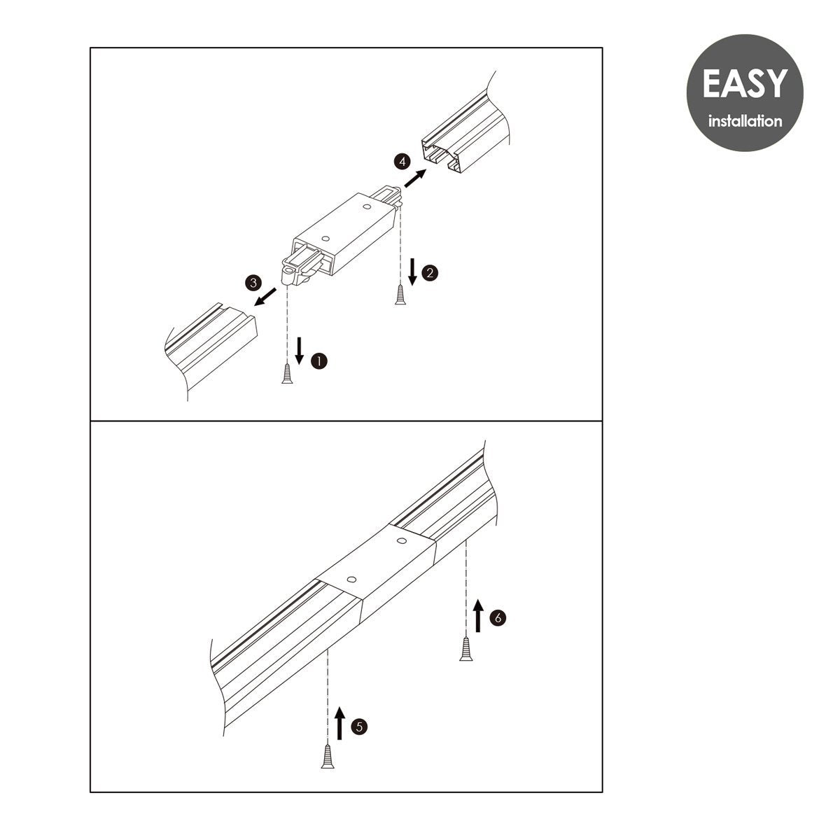 Track lighting part long connector | 17/3.5/1.8cm | Black