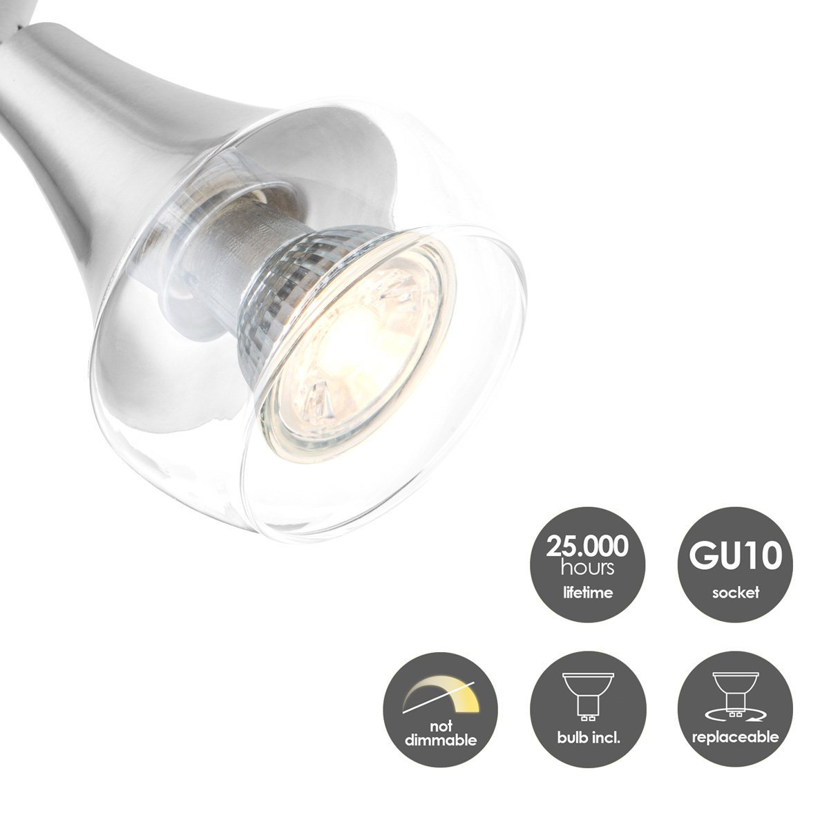 Home Sweet Home LED Surface-mounted spotlight Vaya 4 - incl. dimmable LED lamp - steel