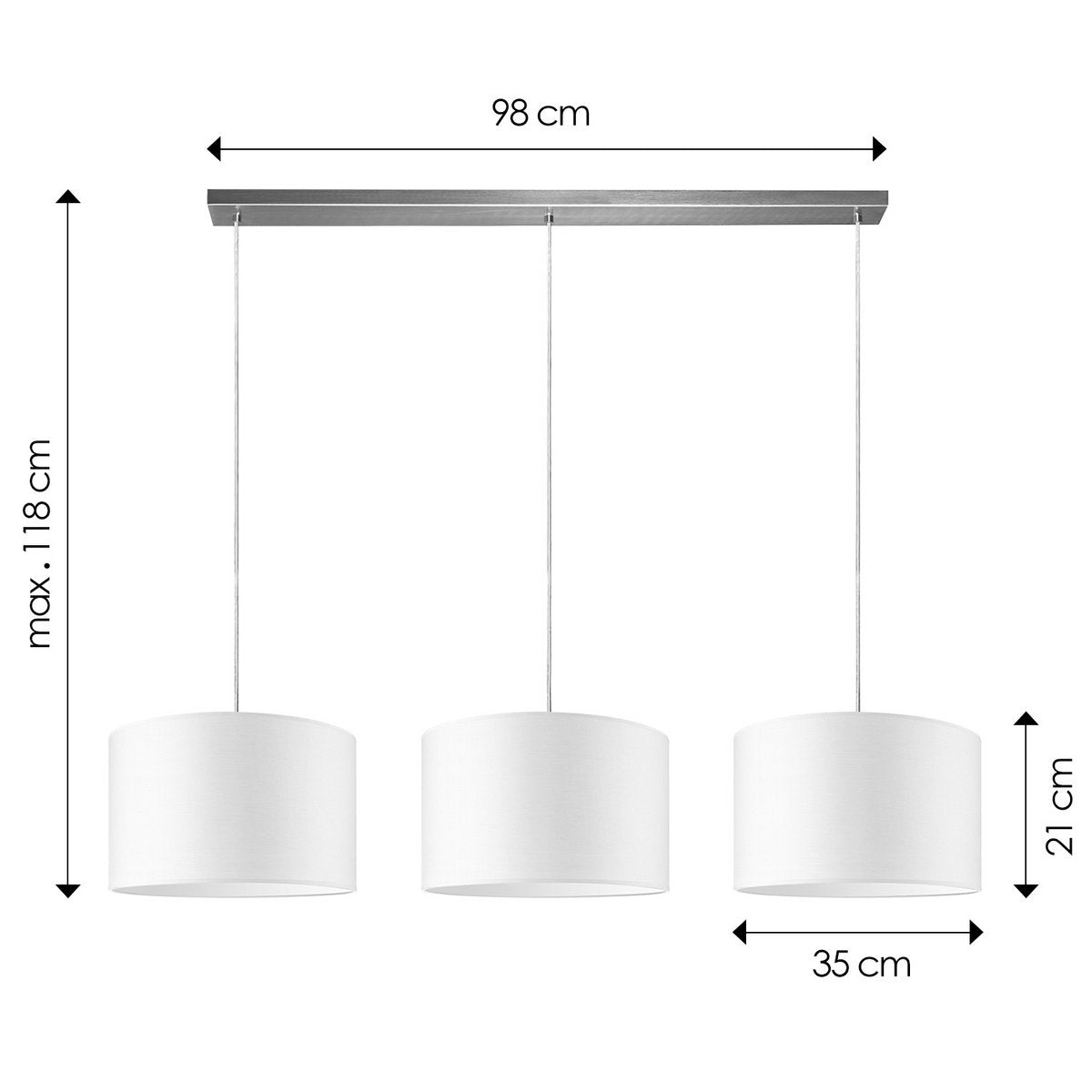 Home Sweet Home hanging lamp Beam 3L, E27, white Lampshade, 35cm