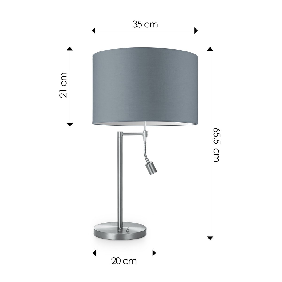 Home Sweet Home Table lamp Read, LED Reading lamp, E27, gray 35x35x47cm