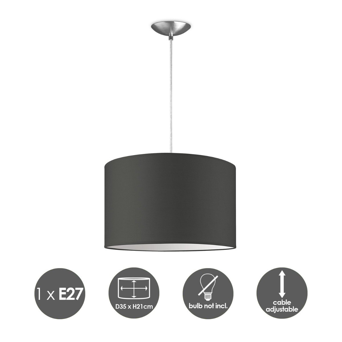 Home Sweet Home hanging lamp Bling with lampshade, E27, anthracite, 35cm