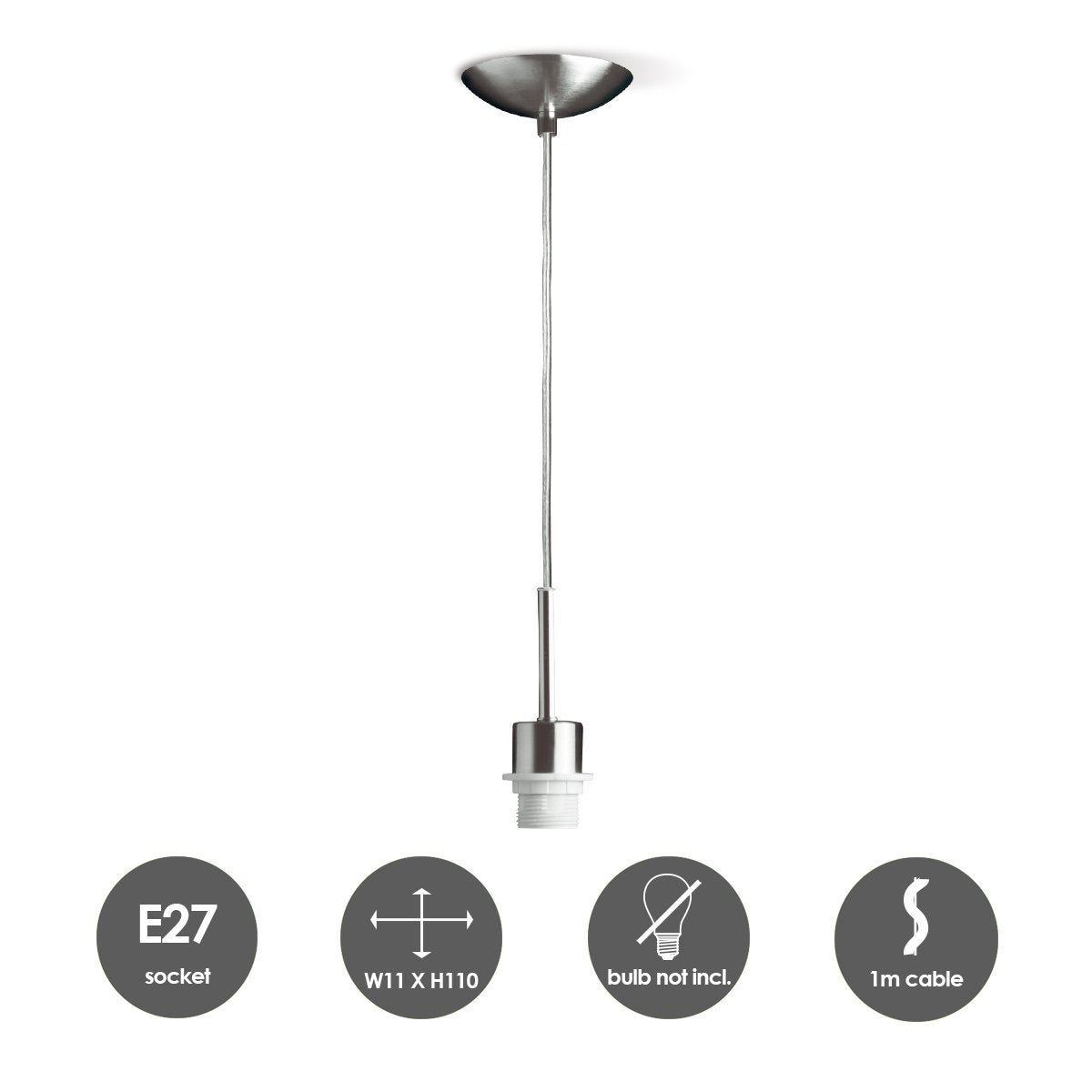 Home Sweet Home lighting pendant T-Deluxe D11x100cm-Brushed steel