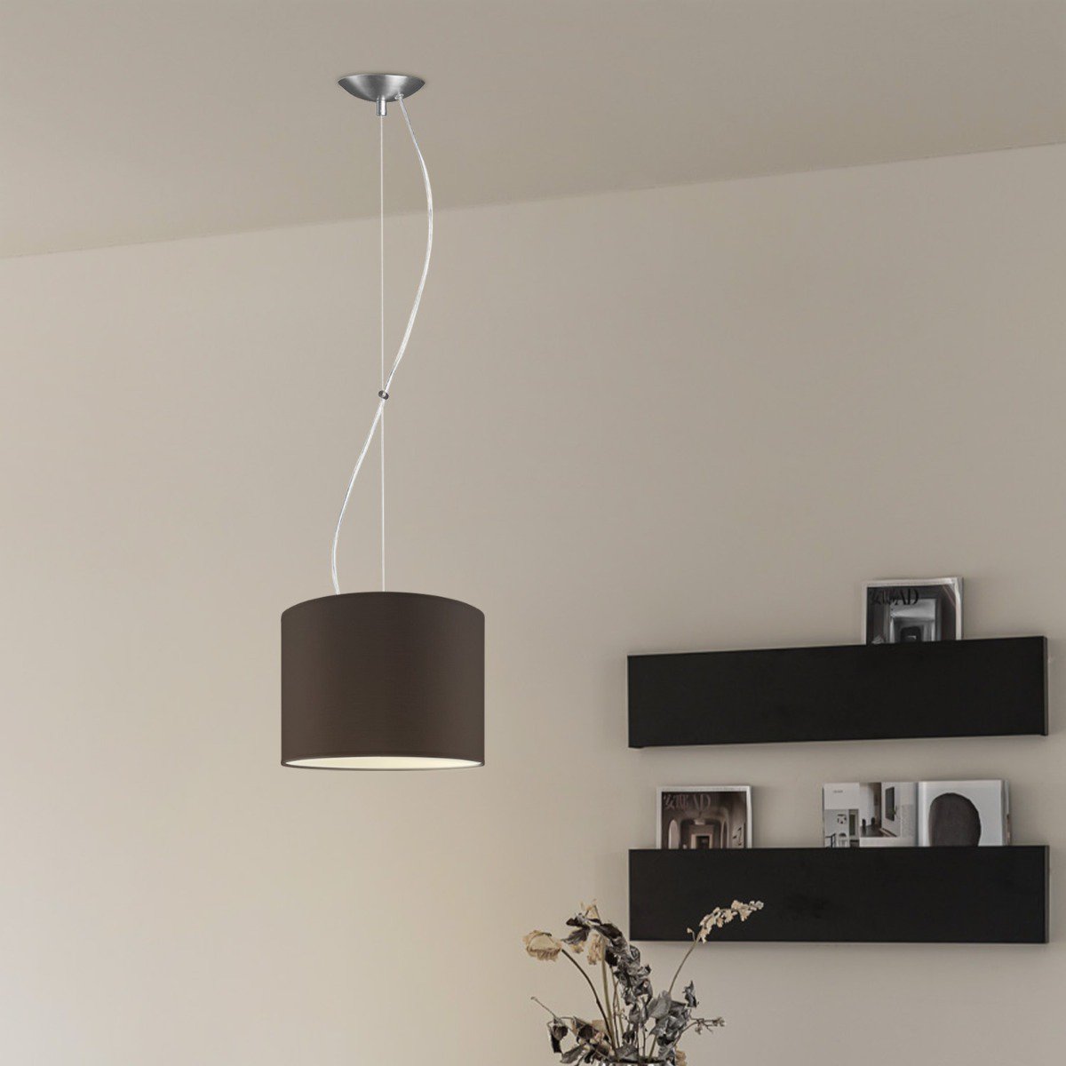 Home Sweet Home hanging lamp Deluxe with lampshade, E27, chocolate, 25cm