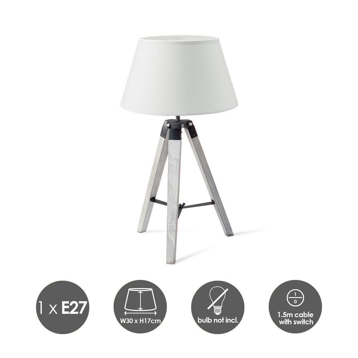 Home Sweet Home Table Lamp Largo - White Lamp Base and White Lampshade