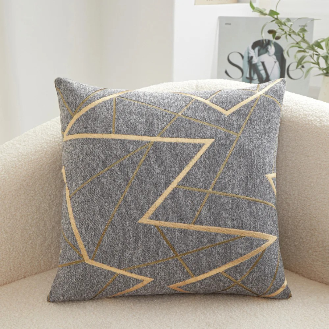 Geometrische Chenille Kussensloop – Luxe Poef Kussenhoes voor Stoel, Bank en Woonkamer