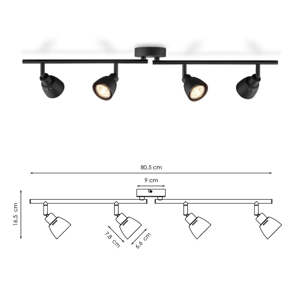 Home Sweet Home LED Surface-mounted spotlight Aka 4 - incl. dimmable LED lamp - black