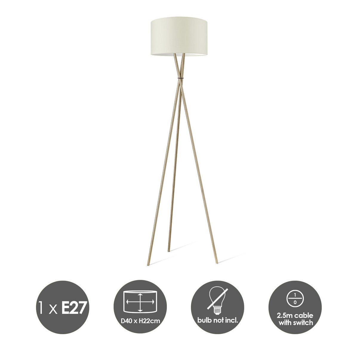 Home Sweet Home vloerlamp Bling-Legs Brons-Beige-40cm