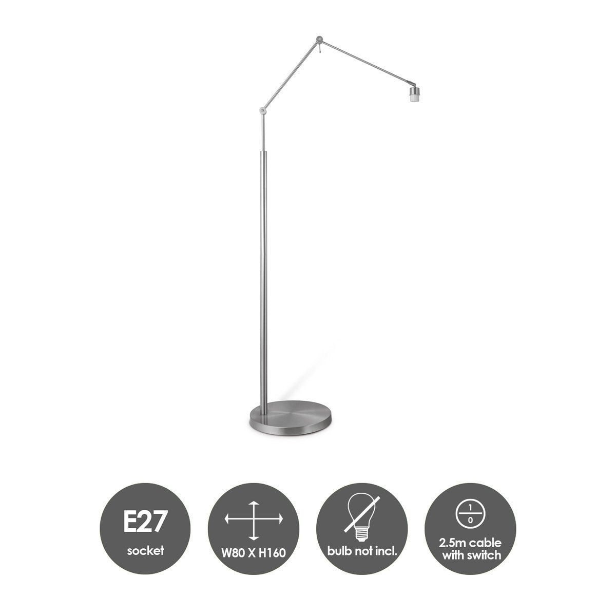 Home Sweet Home floor lamp base Shift 80/35/160 - Brushed steel