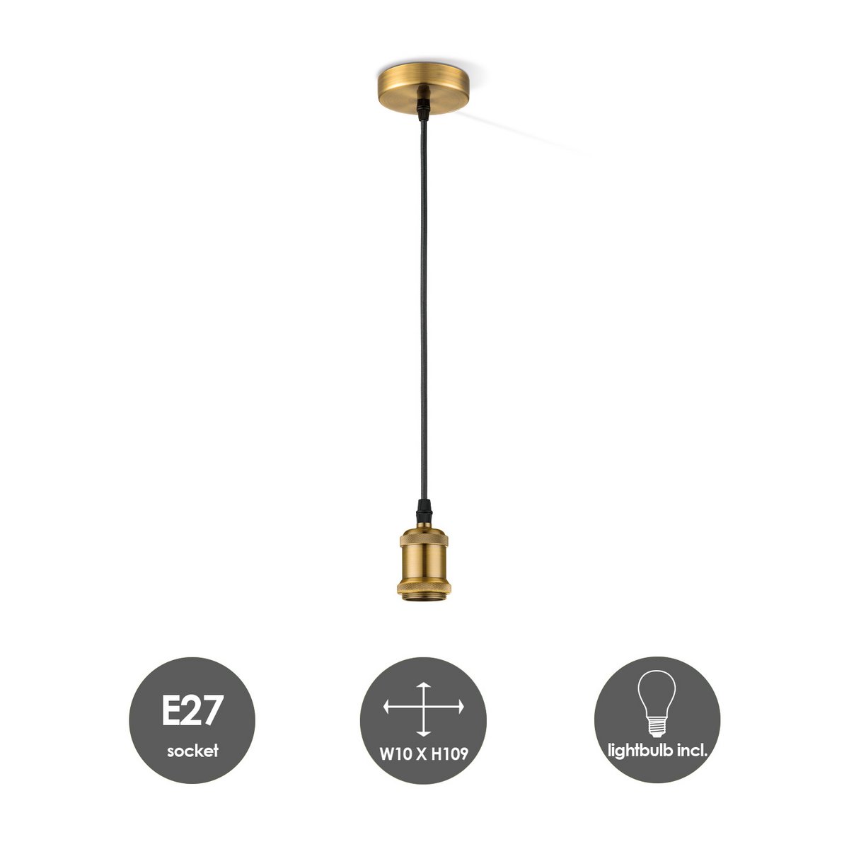 Home Sweet Home hanging lamp bronze vintage - G180 - dimmable E27 smoke