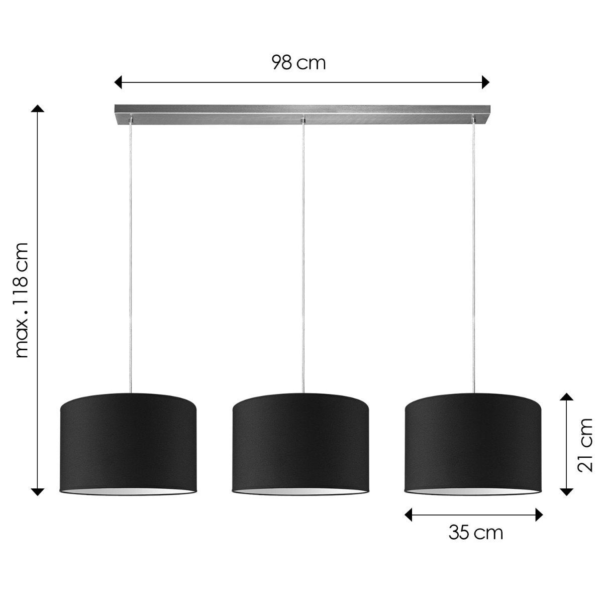 Home Sweet Home hanging lamp Beam 3L, E27, black Lampshade, 35cm