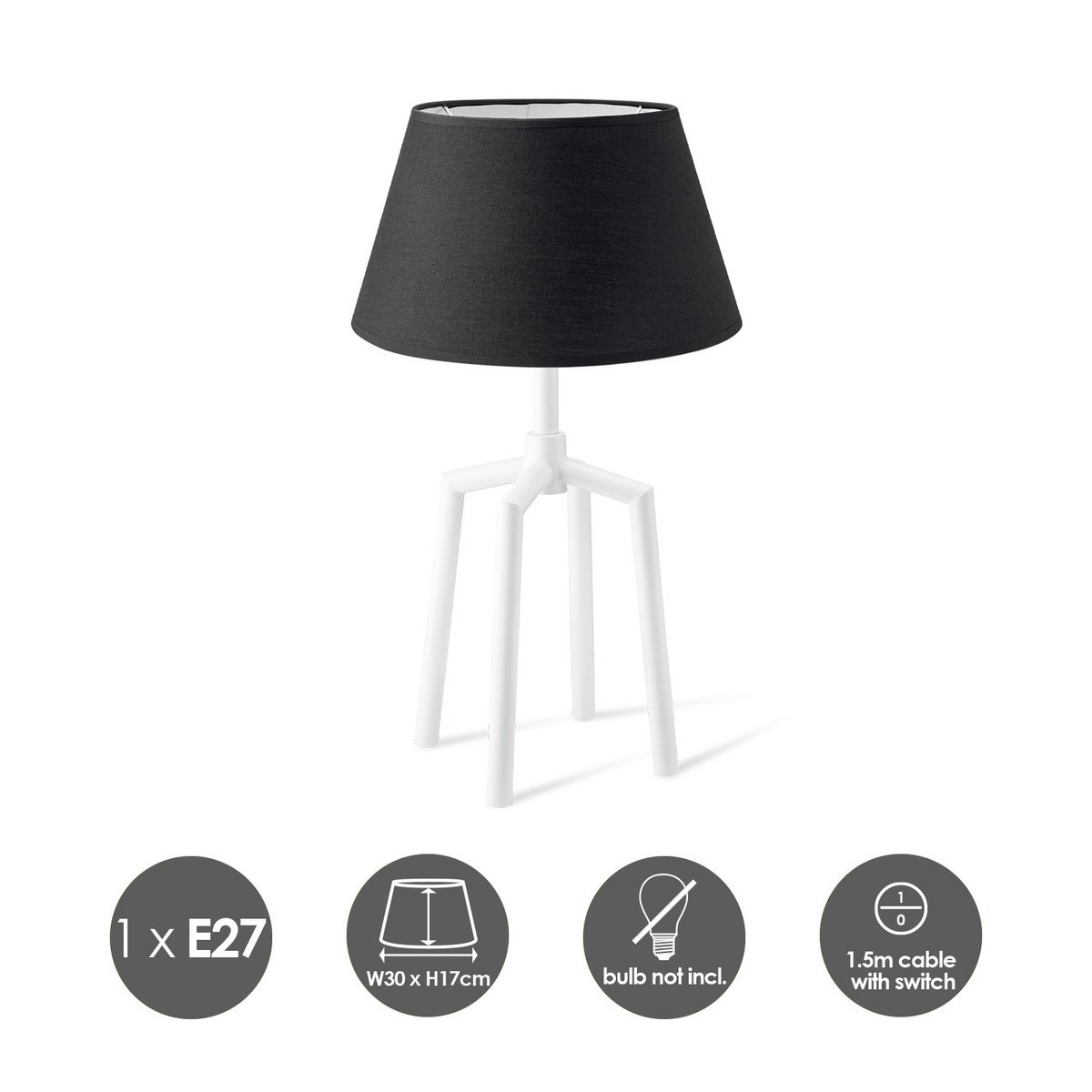 Home Sweet Home Table Lamp Largo - Unique Spinn-base Black Lampshade