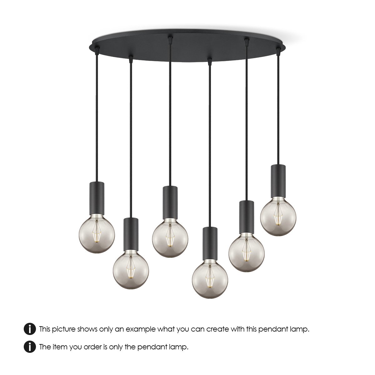 Home Sweet Home Oval Black Metal Hanging Lamp 6L - 60/22/137.5 cm