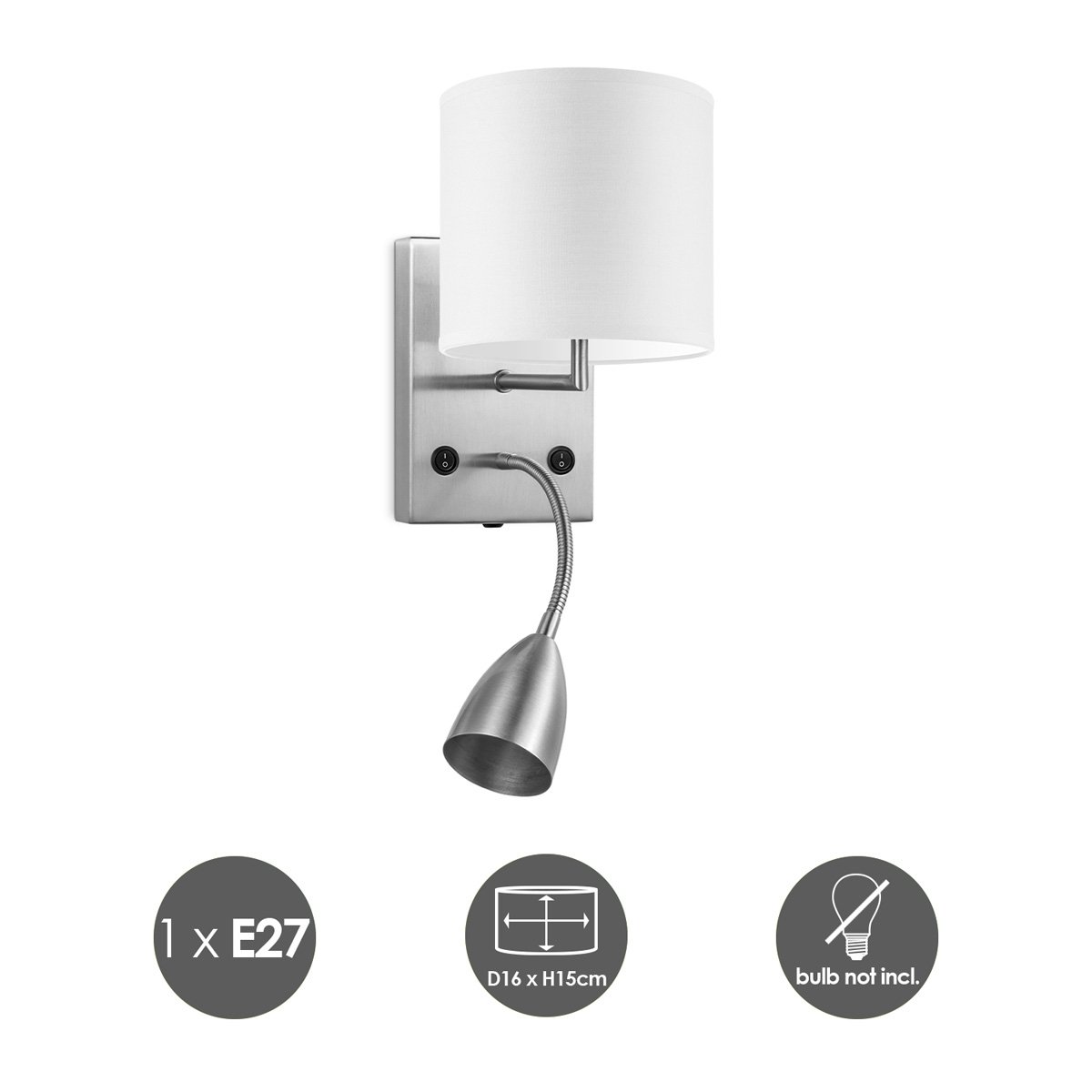 Home Sweet Home Wall Lamp - Read, LED Reading Lamp, E27, white 16cm