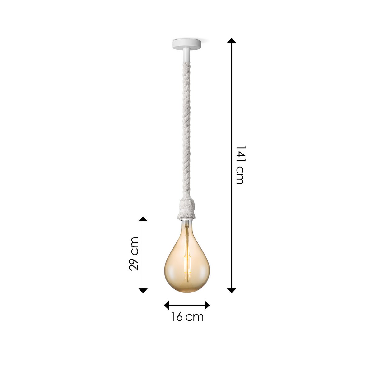 Home Sweet Home hanglamp wit Leonardo Pear - G160 - dimbaar E27 amber