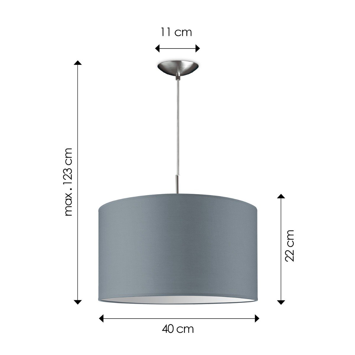 Home Sweet Home hanging lamp Tube Deluxe, E27, gray, 40cm