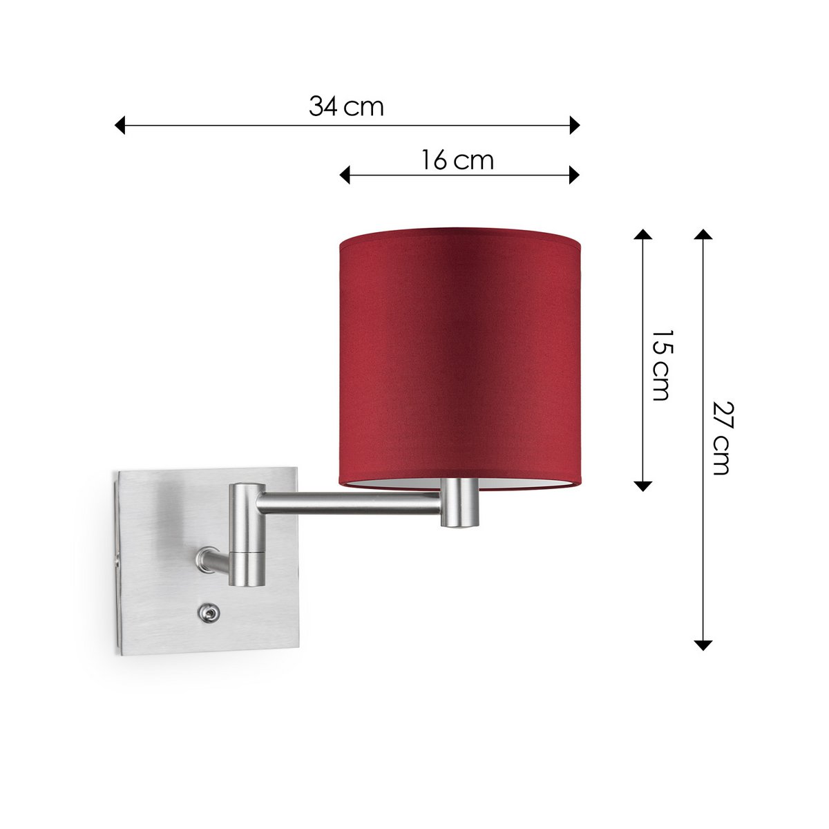 Home Sweet Home Wall Lamp - Swing, E27, red Lampshade 16x15cm