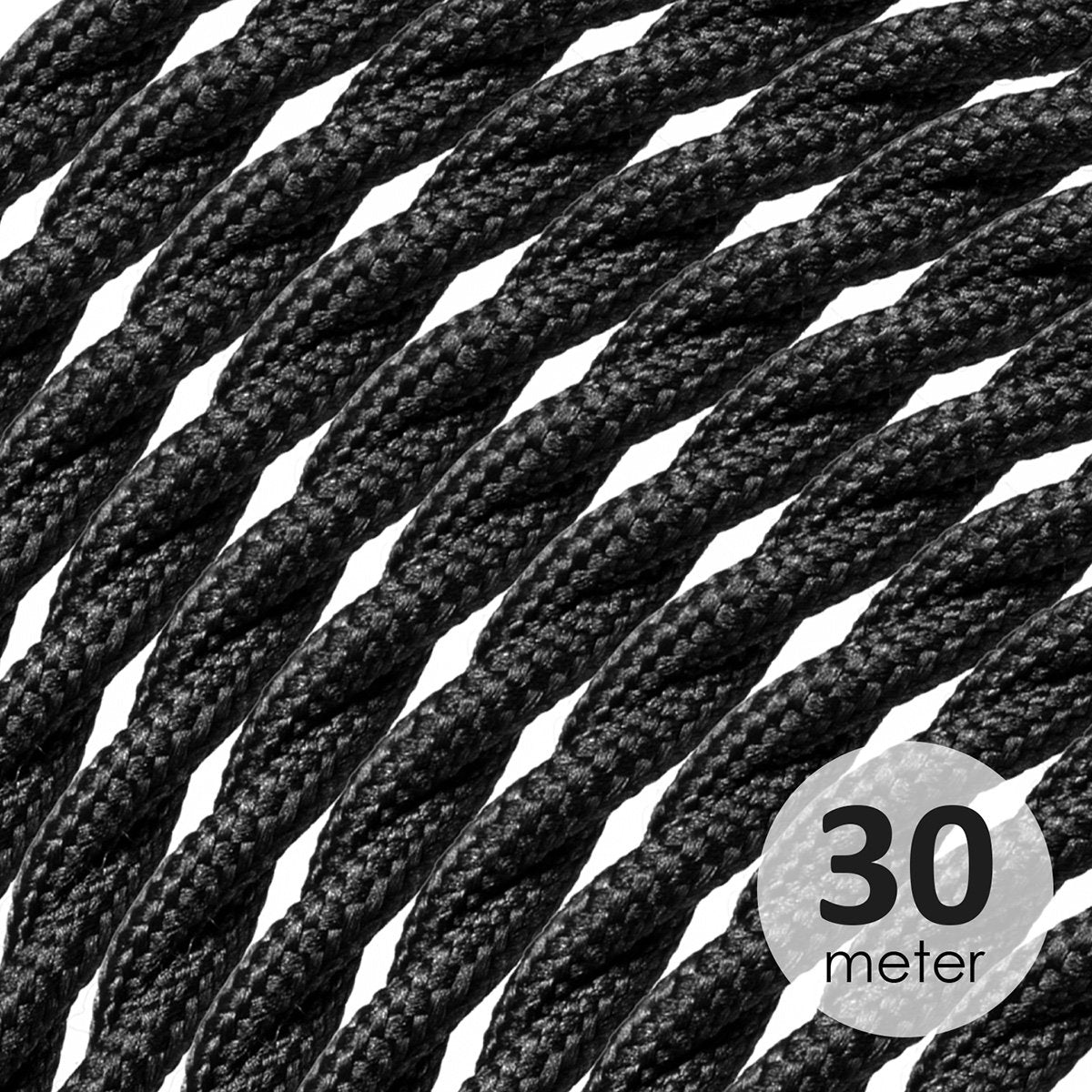 Home Sweet Home Twisted iron cord, black, roll of 30 meters.