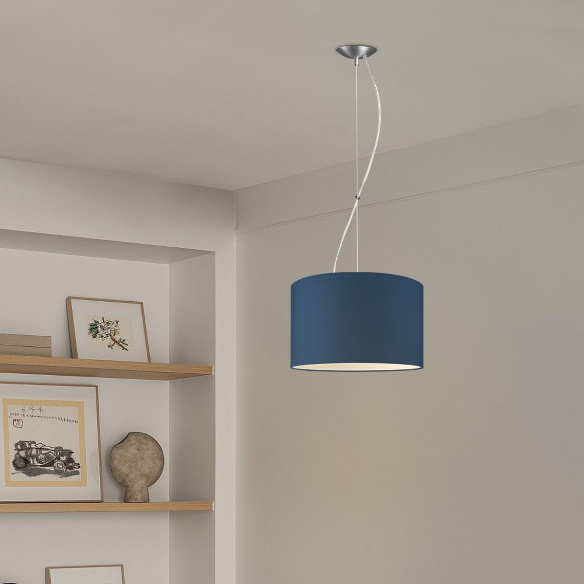 Home Sweet Home hanging lamp Deluxe with lampshade, E27, dark blue, 35cm