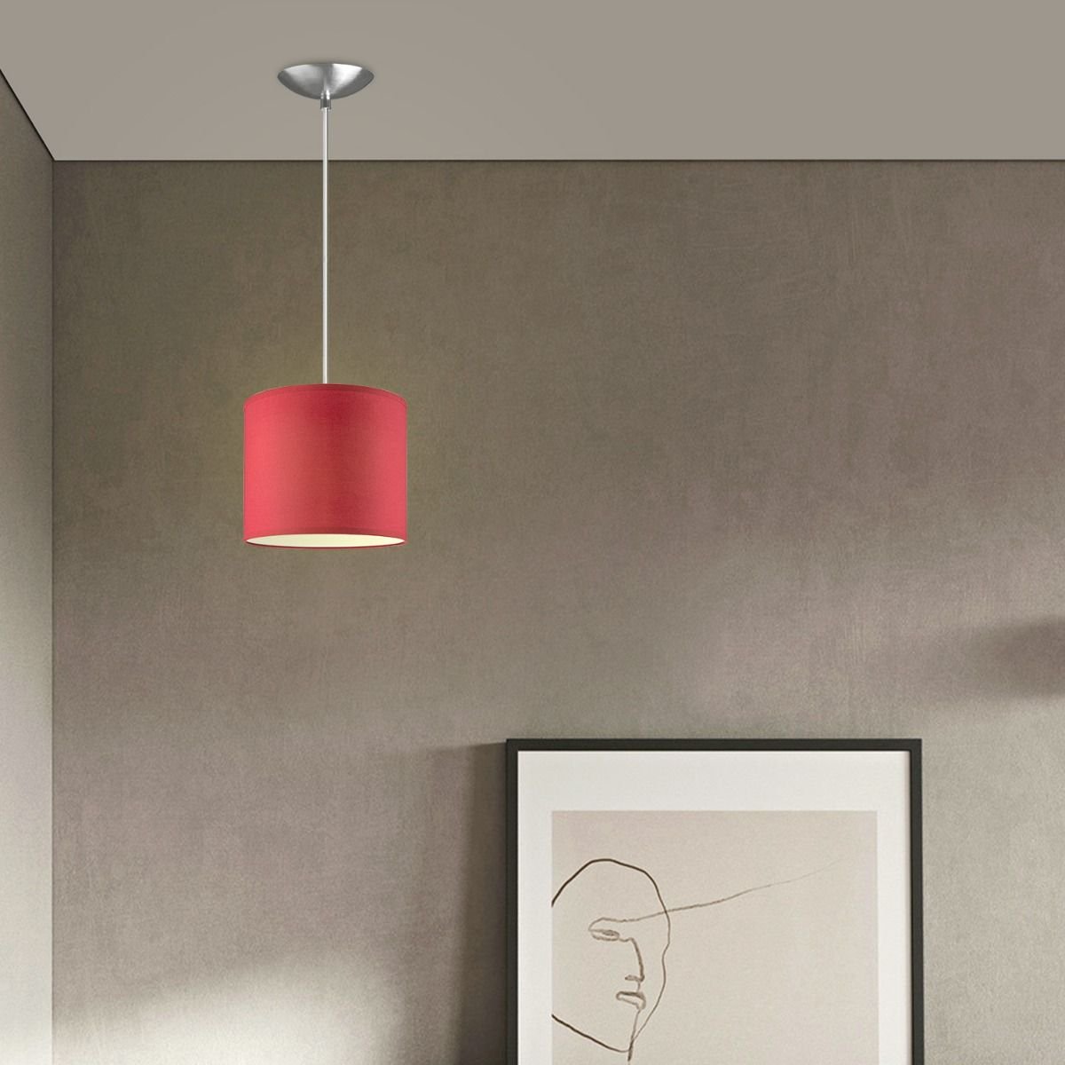 Home Sweet Home hanging lamp Bling with lampshade, E27, red, 20cm