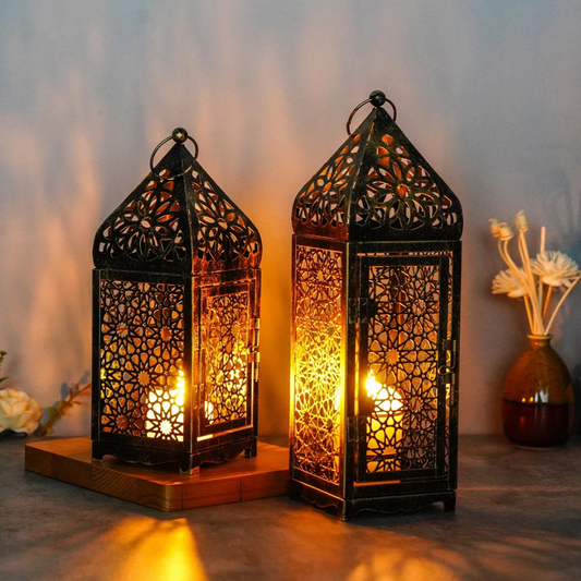 "Vintage Arabische Metalen Windlicht – Oosterse Lantaarn voor Tafeldecoratie"