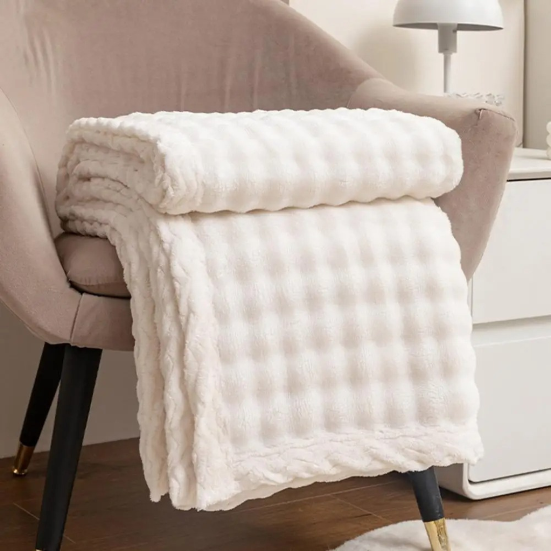 Extra Zachte Bubble Flanel Deken | Dutje, Airco, Zomer Warm | Koraal Fleece Throw Plaid voor Sofa