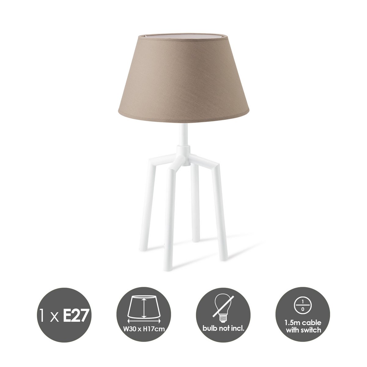 Home Sweet Home Table lamp Largo - Unique Spinn base - Taupe