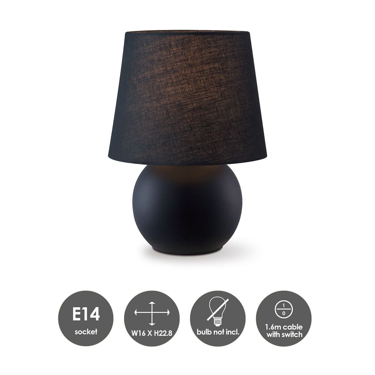 Home Sweet Home Modern Table Lamp Isla black - 16/16/23cm - Bedside lamp