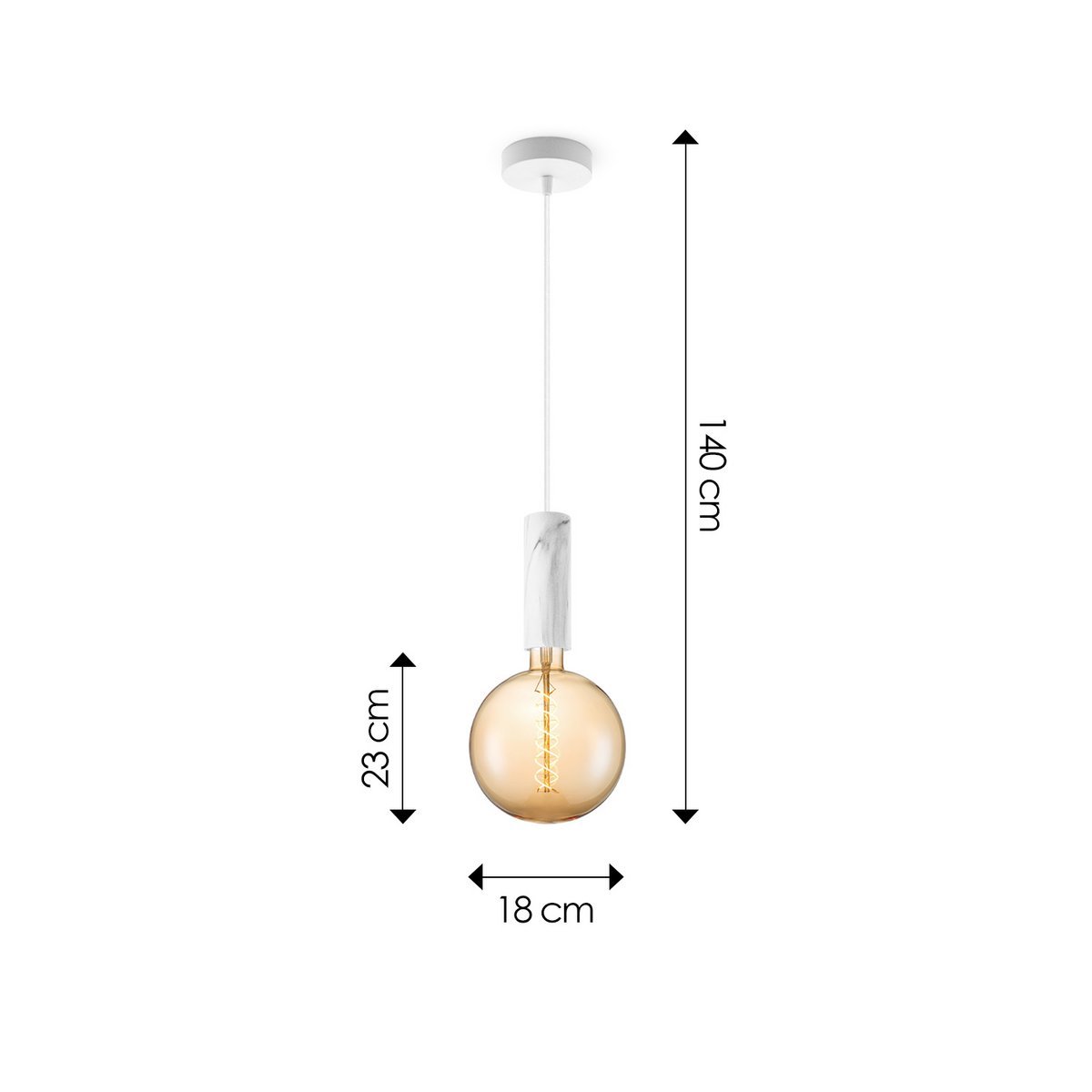 Home Sweet Home hanging lamp Marble Saga - - dimmable E27 amber