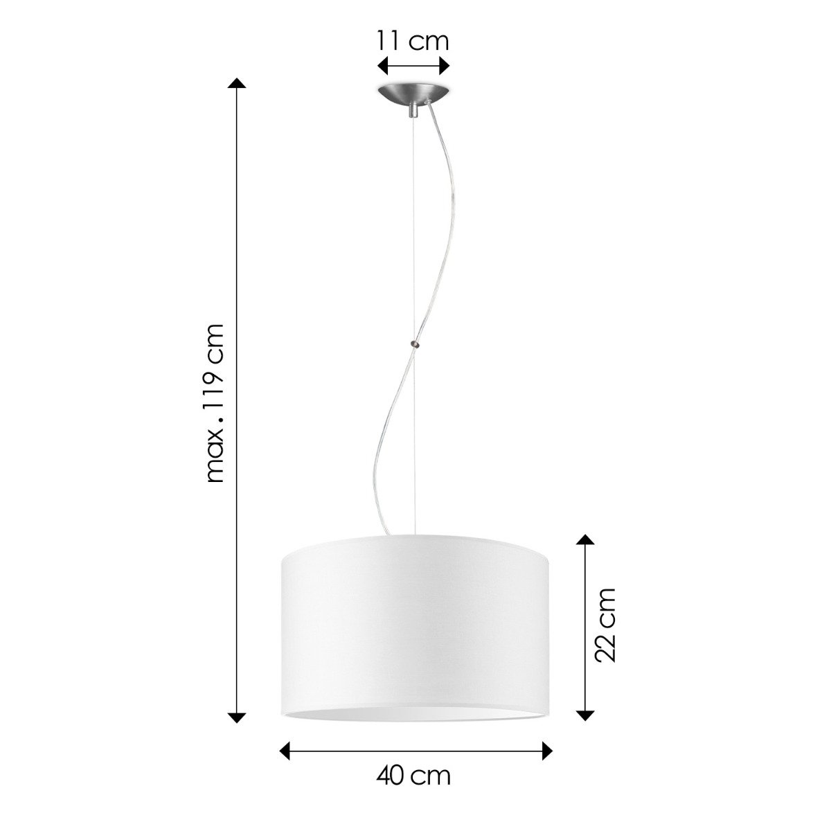 Home Sweet Home hanging lamp Deluxe with lampshade, E27, white, 40cm