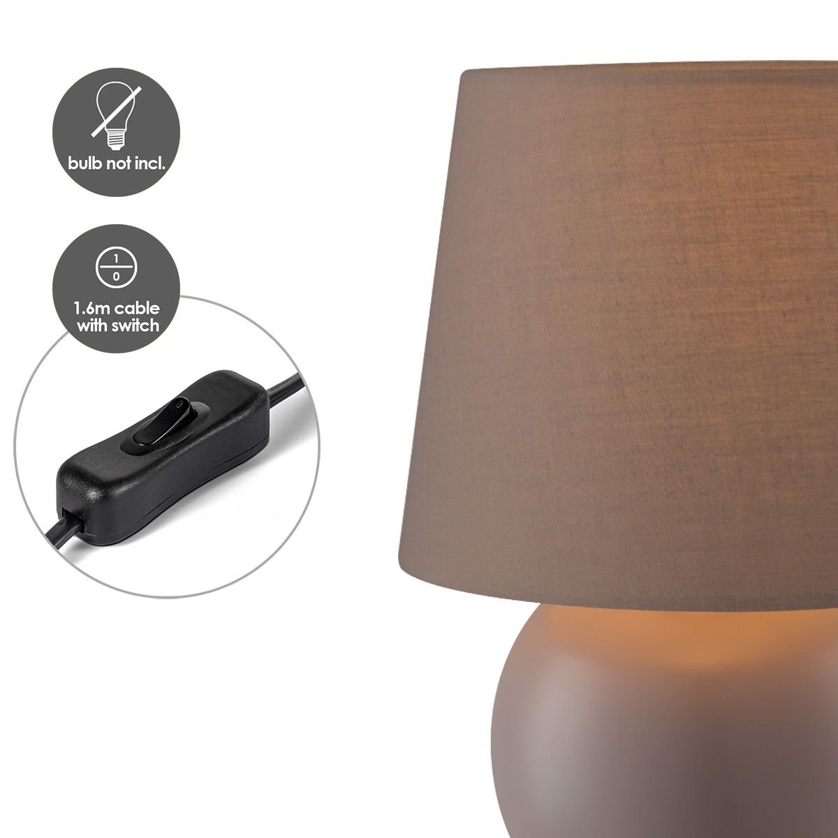 Home Sweet Home Modern Table Lamp Isla Brown - 16/16/23cm - Bedside lamp