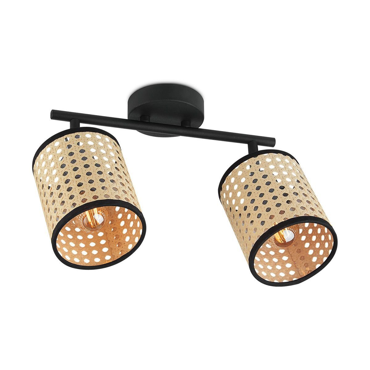 Home Sweet Home Rural LED Surface-mounted spotlight Rattan 2L - Black