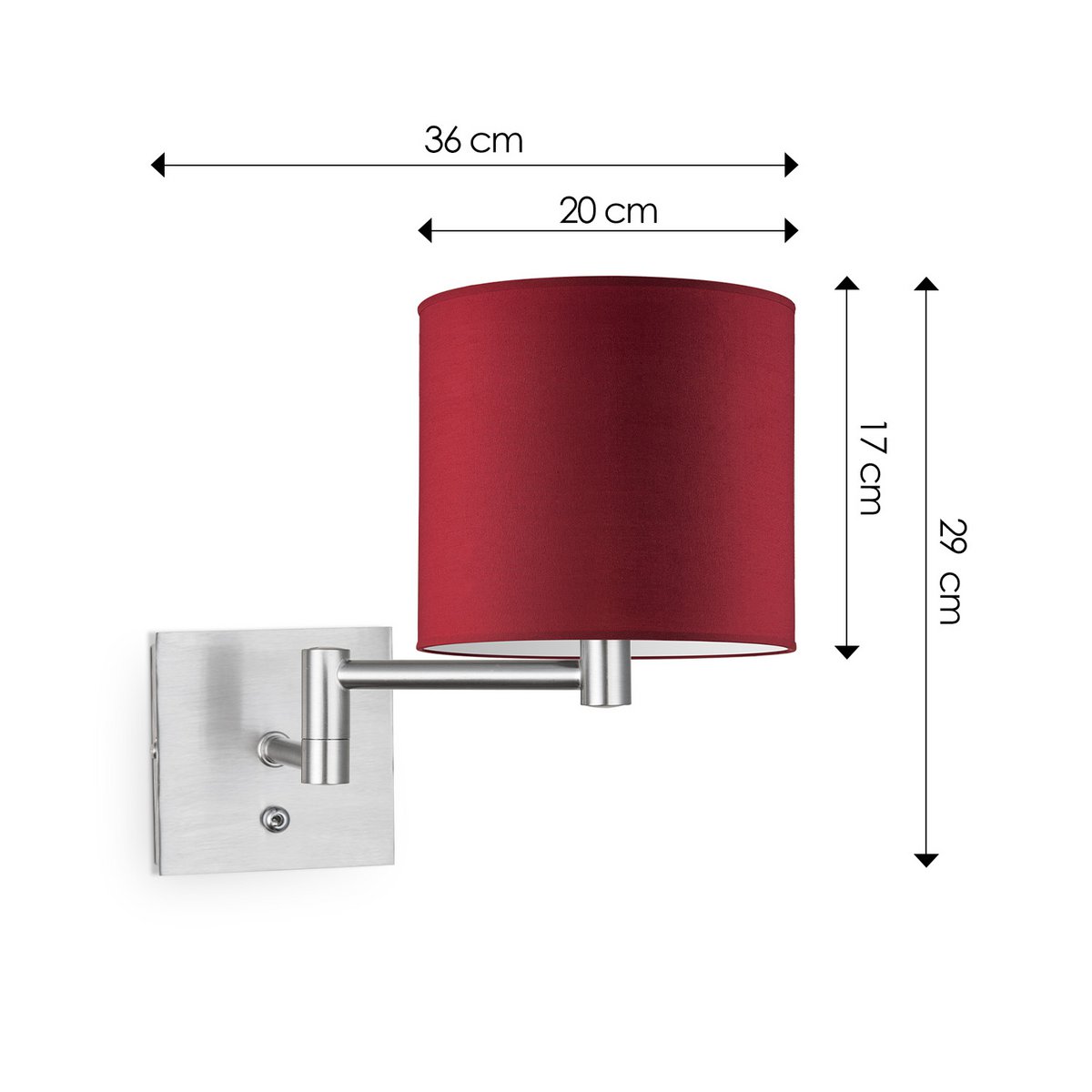 Home Sweet Home Wall Lamp - Swing, E27, red Lampshade 20x17cm