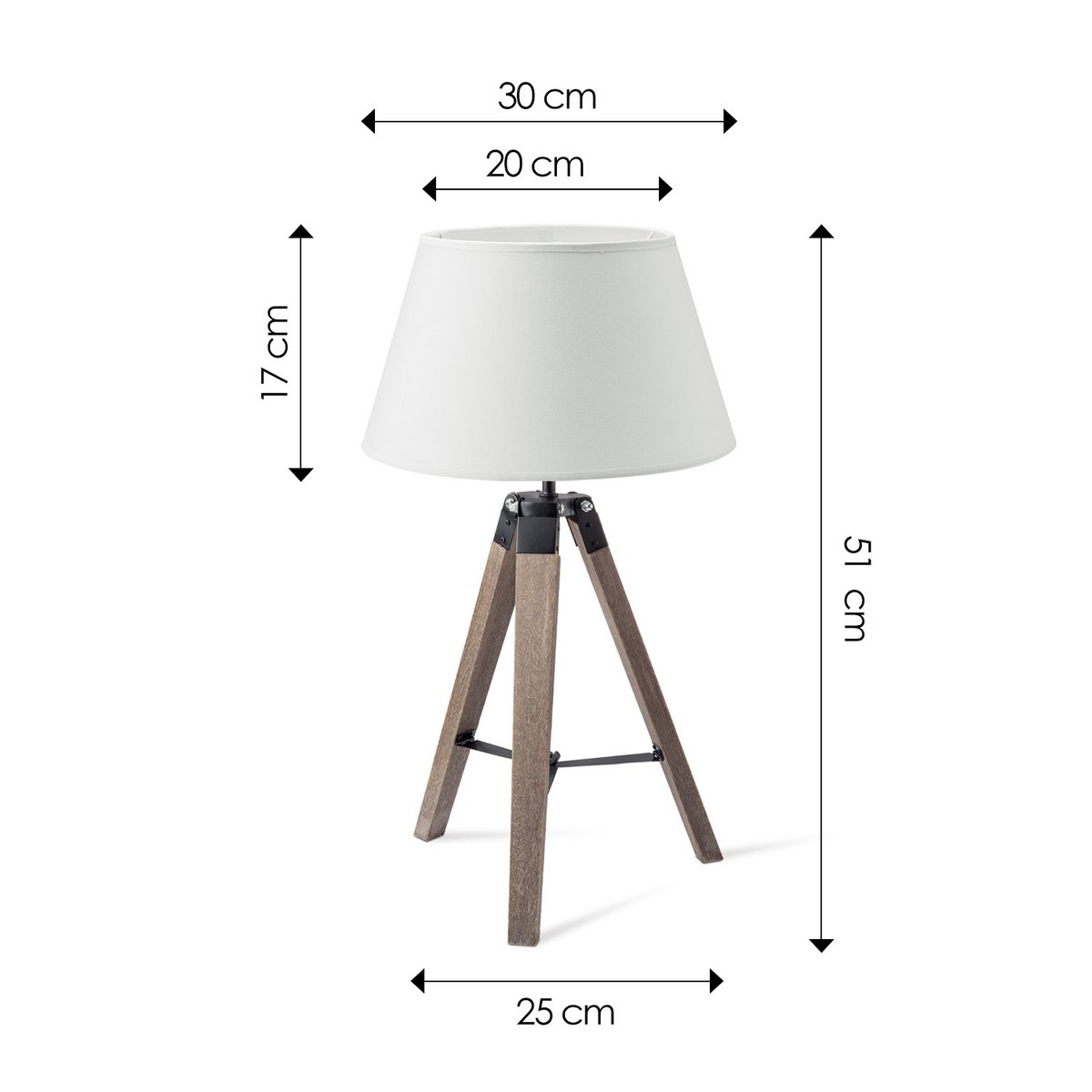 Home Sweet Home Table Lamp Largo - Natural Lamp Base and White Lampshade