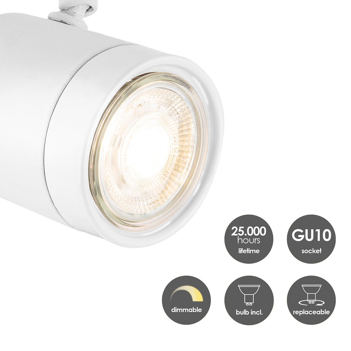 Home Sweet Home LED Surface-mounted spotlight Manu 3 - incl. dimmable LED lamp - white